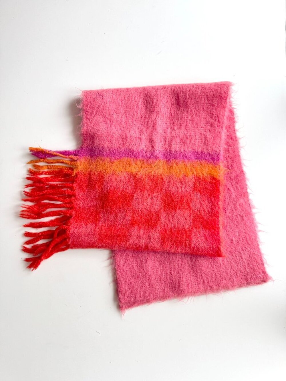 Vintage KIRSTI RANTANEN Made in Finaland Pink Mohair Wool Large Rectangle Scarf